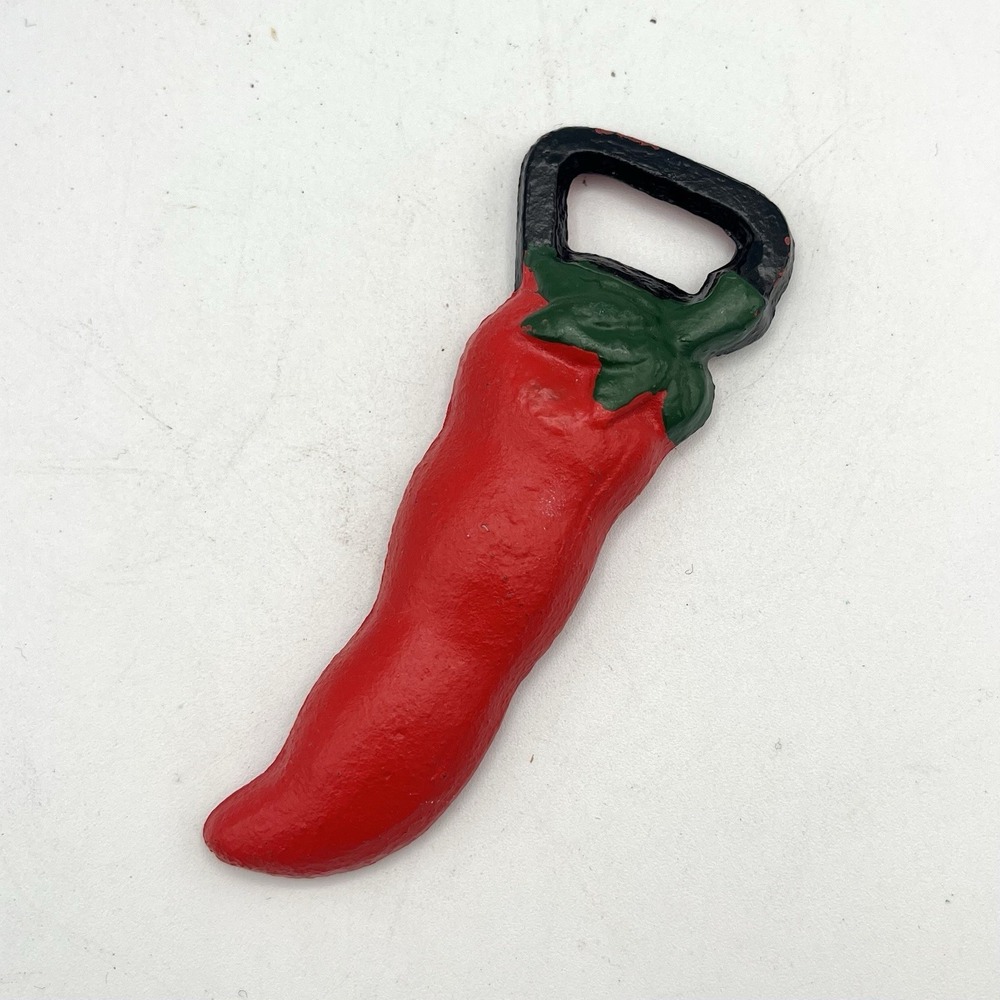 Vintage Bottle Opener Cast Iron Red Chili Pepper Barware